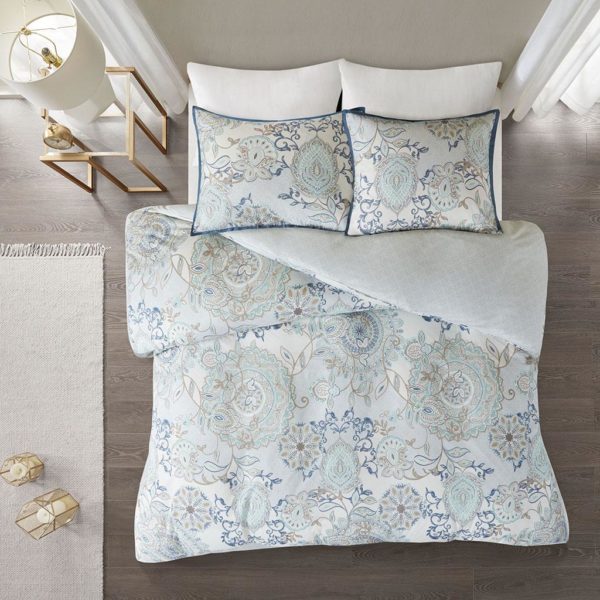 Isla 3 Piece Cotton Printed Reversible Duvet Cover Set