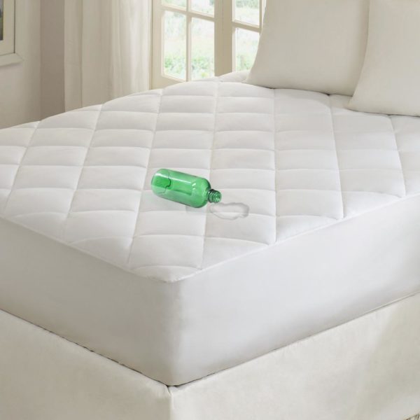 Quiet Nights 100% Cotton Sateen Waterproof Diamond Quilting Down Alternative Mattress Pad - Image 2
