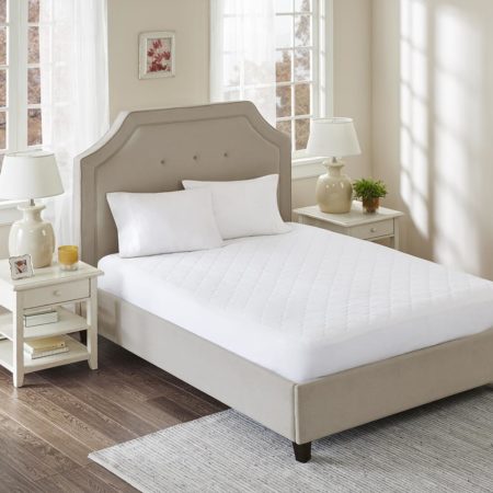 All Natural Cotton Percale Quilted Mattress Pad with Spandex Snug-on Slip Fit Skirt