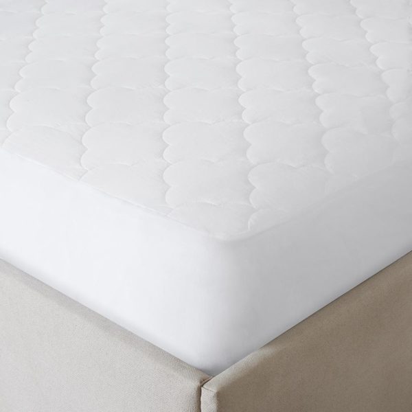 All Natural Cotton Percale Quilted Mattress Pad with Spandex Snug-on Slip Fit Skirt - Image 3