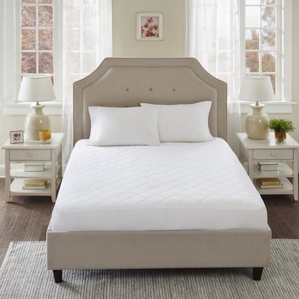 All Natural Cotton Percale Quilted Mattress Pad with Spandex Snug-on Slip Fit Skirt - Image 2