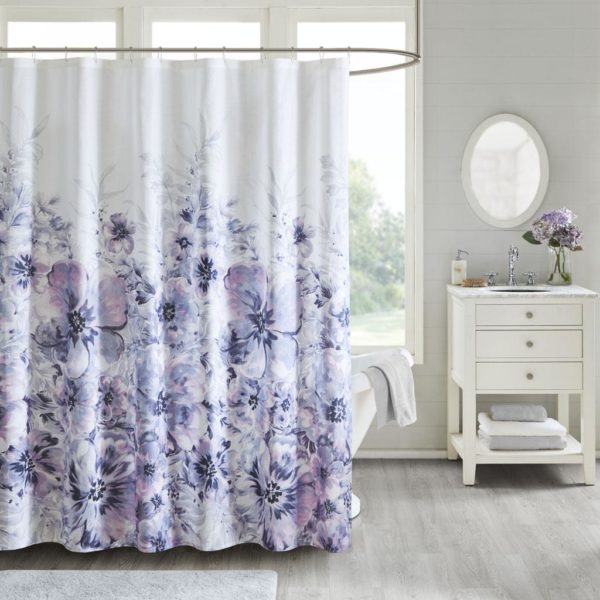 Enza Floral 100% Cotton Printed Shower Curtain - Image 2