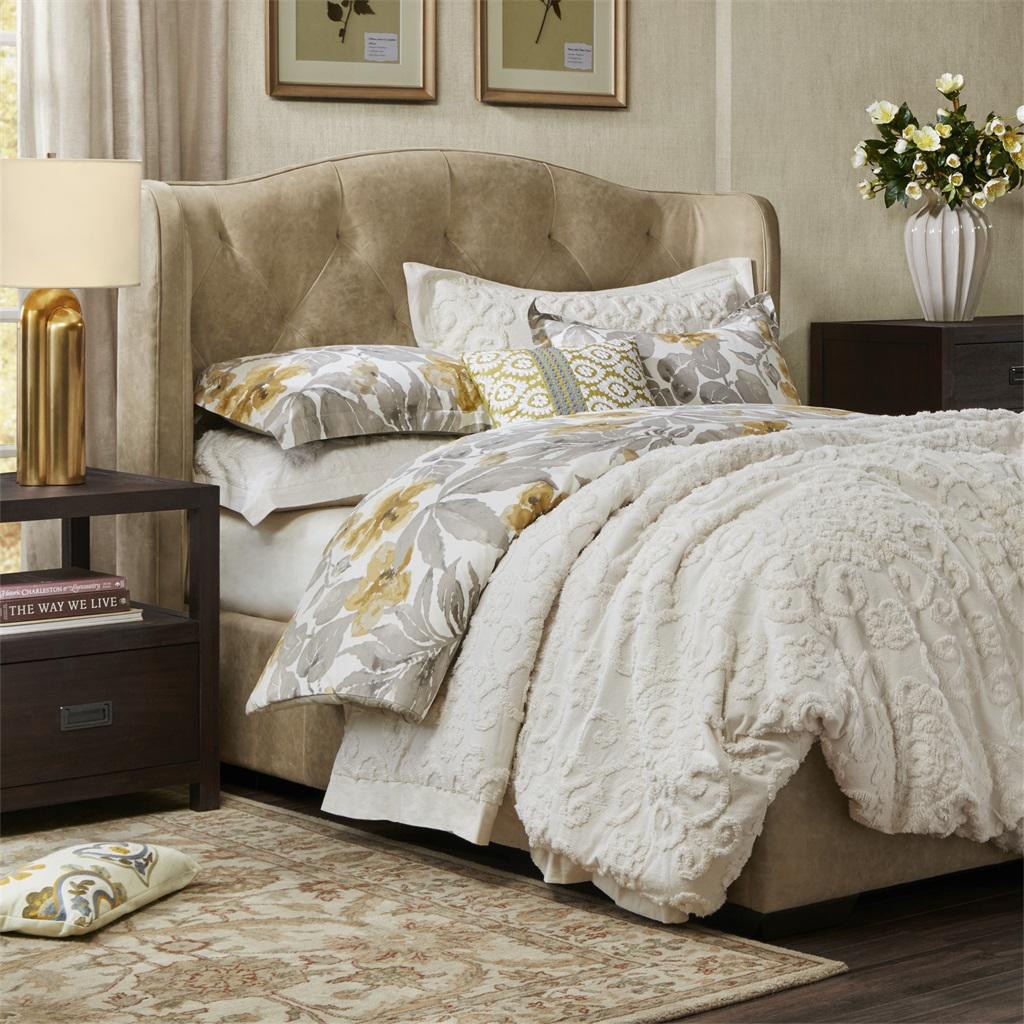 Drake Leather Wing Back Tufted Bed King Size Brown Interiors Drake Leather Wing Back Tufted Bed King Size