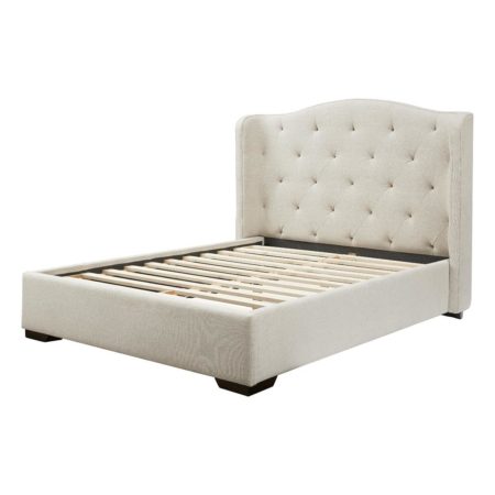 Drake Fabric Wing Back Tufted Bed Queen Size