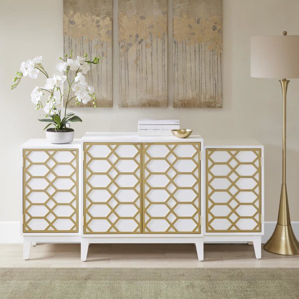 Maria Dining Buffet Server Gold Lattice Design Kitchen Storage Cabinet