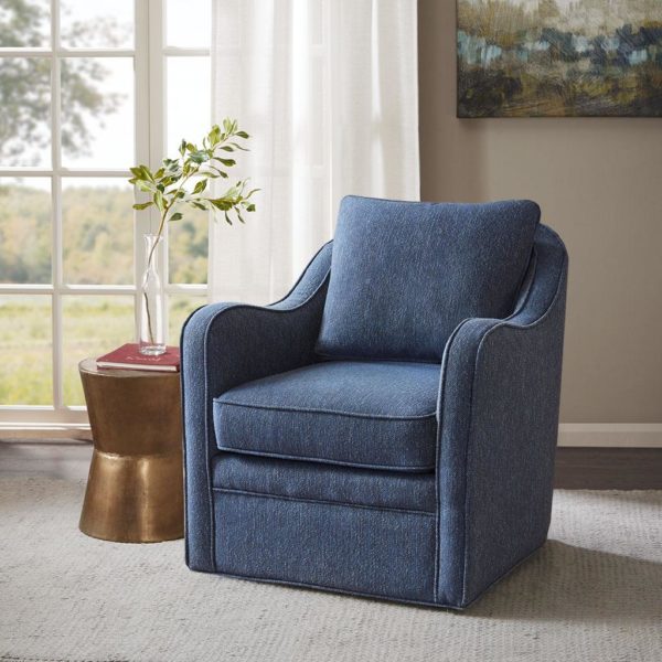 Brianne Slub Weave Wide Seat Swivel Arm Chair - Image 2