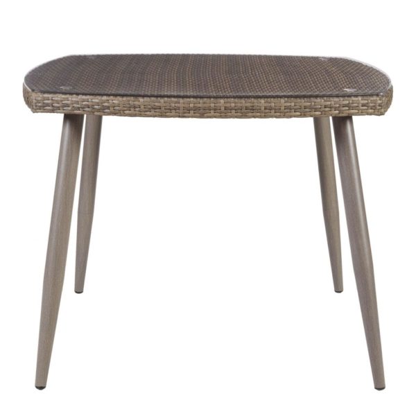 Gwen Outdoor Resin Wicker Dining Table With Tempered Glass