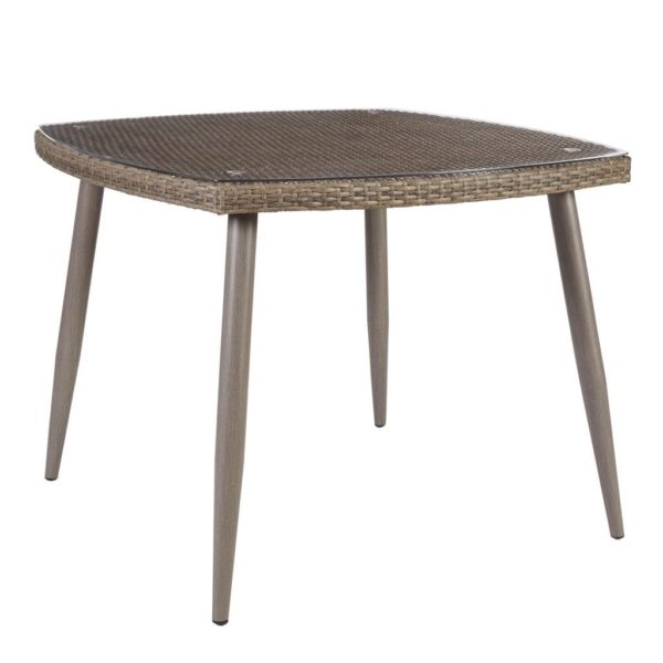 Gwen Outdoor Resin Wicker Dining Table With Tempered Glass - Image 2
