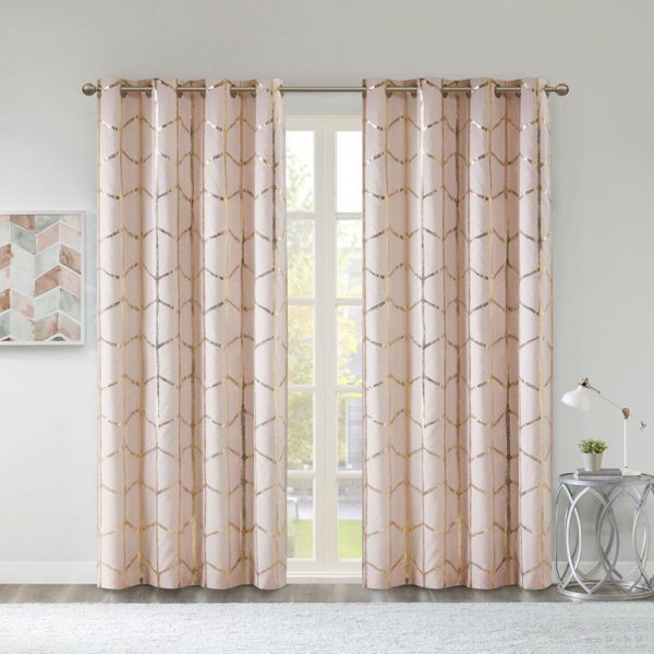 Raina Total Blackout Metallic Print Grommet Top Curtain Panel - Image 2