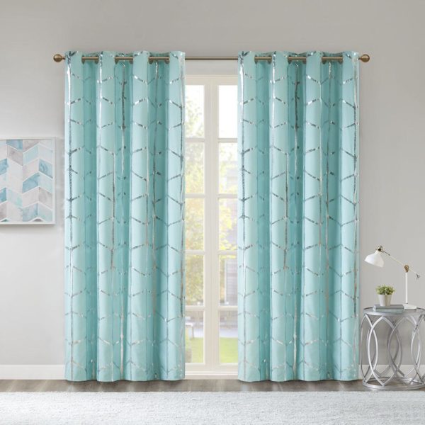 Raina Total Blackout Metallic Print Grommet Top Curtain Panel - Image 3