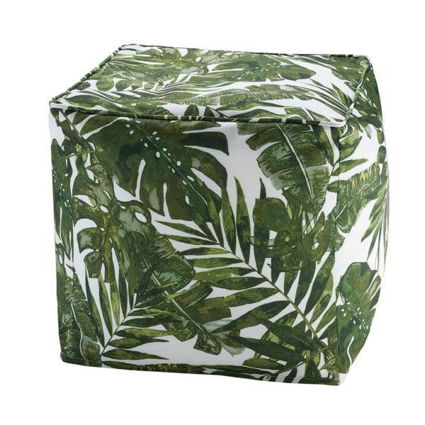 Everett Printed Palm 3M Scotchgard Outdoor Pouf