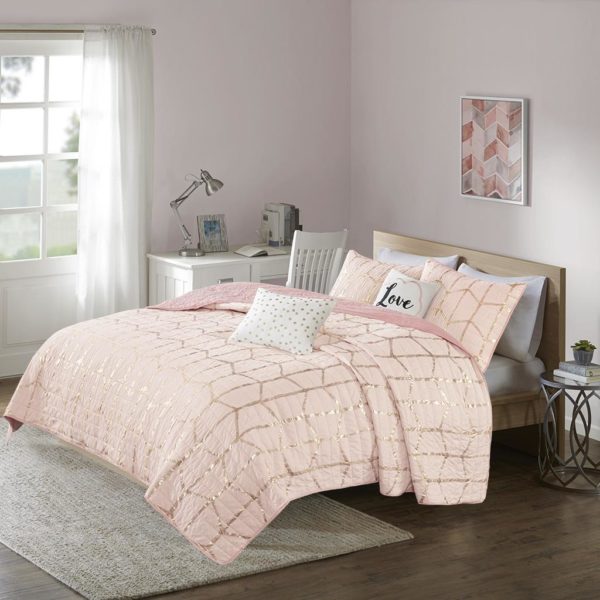 Raina Metallic Printed Reversible Coverlet Set - Image 3