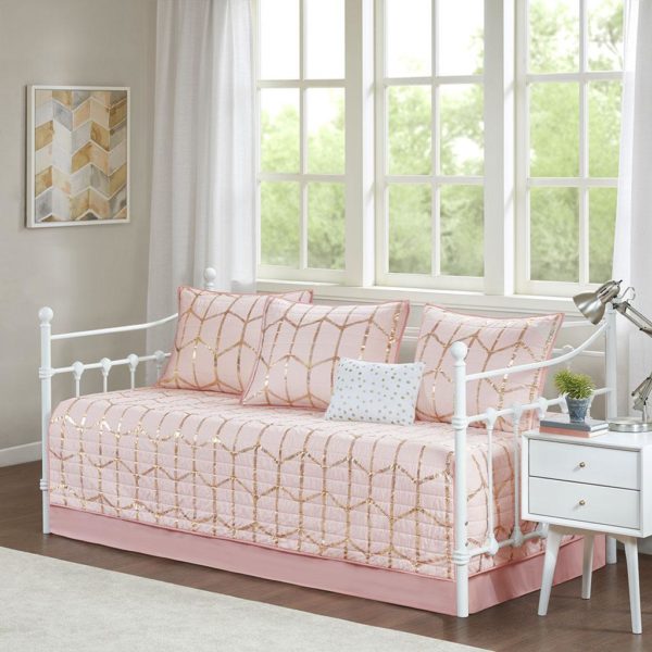 Raina 6 Piece Metallic Printed Reversible Daybed Set