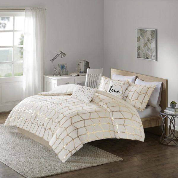 Raina Metallic Printed Duvet Cover Set - Image 4