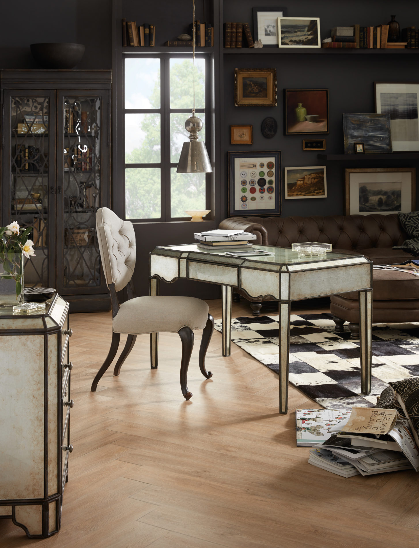 Arabella Mirrored Writing Desk Brown Interiors Arabella Mirrored Writing Desk