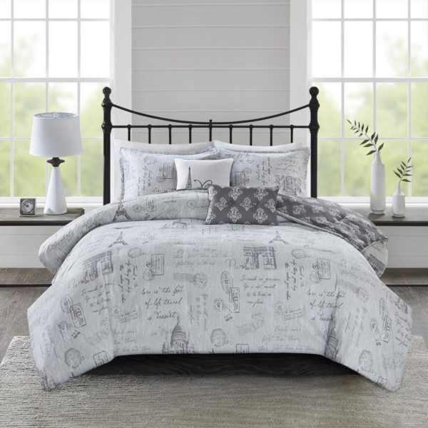 Marseille 5-Piece Reversible Paris Printed Comforter Set - Image 3