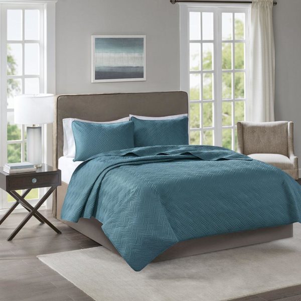 Lucca 3 Piece Reversible Embossed Coverlet Set - Image 2