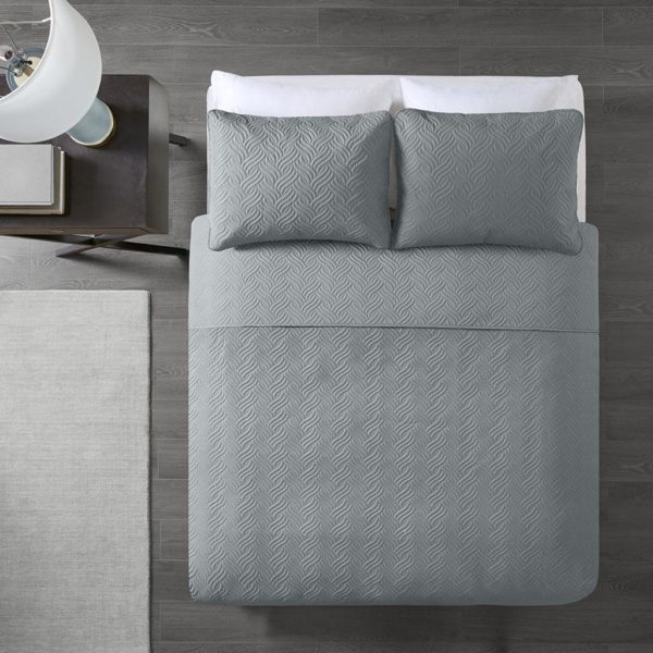 Lucca 3 Piece Reversible Embossed Coverlet Set - Image 7