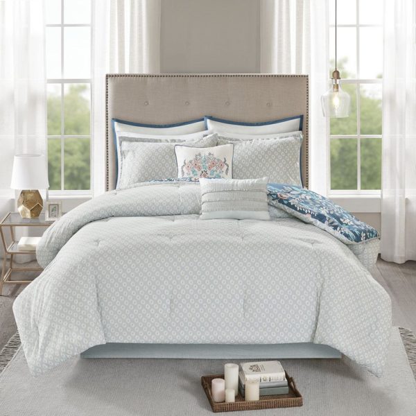 Eden 8 Piece Cotton Printed Reversible Comforter Set - Image 7