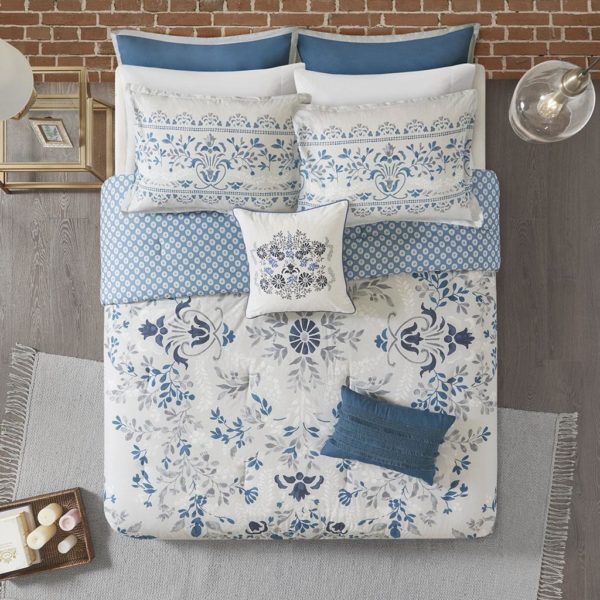 Eden 8 Piece Cotton Printed Reversible Comforter Set - Image 10