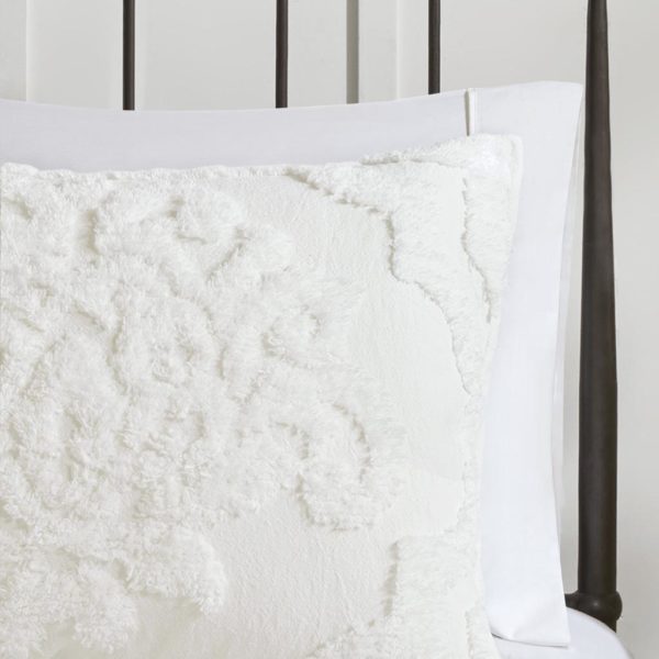 Viola 3 Piece Tufted Cotton Chenille Damask Comforter Set - Image 4