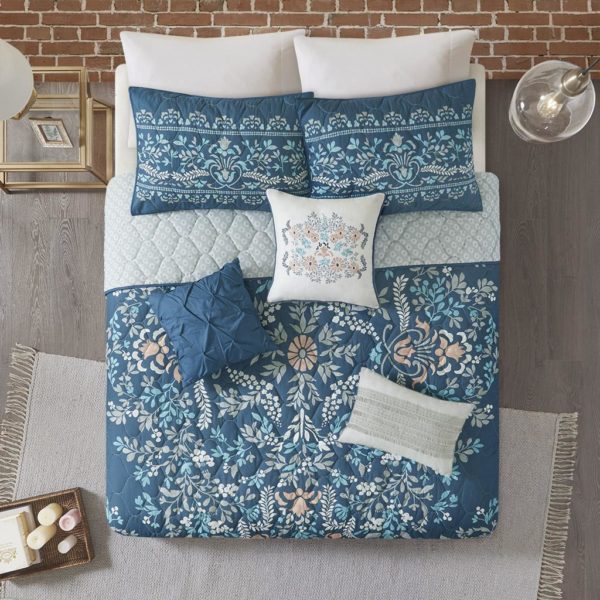 Eden 6 Piece Cotton Printed Reversible Coverlet Set - Image 5