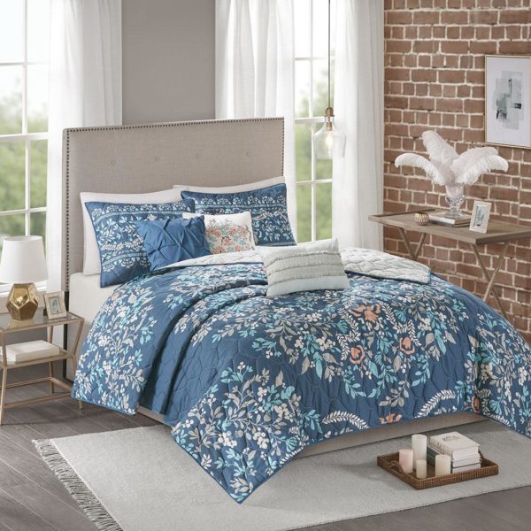 Eden 6 Piece Cotton Printed Reversible Coverlet Set