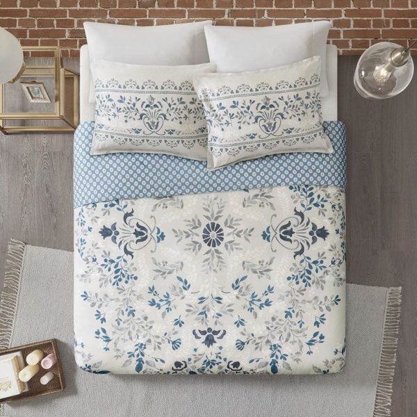 Eden 3 Piece Cotton Printed Reversible Duvet Cover Set - Image 2