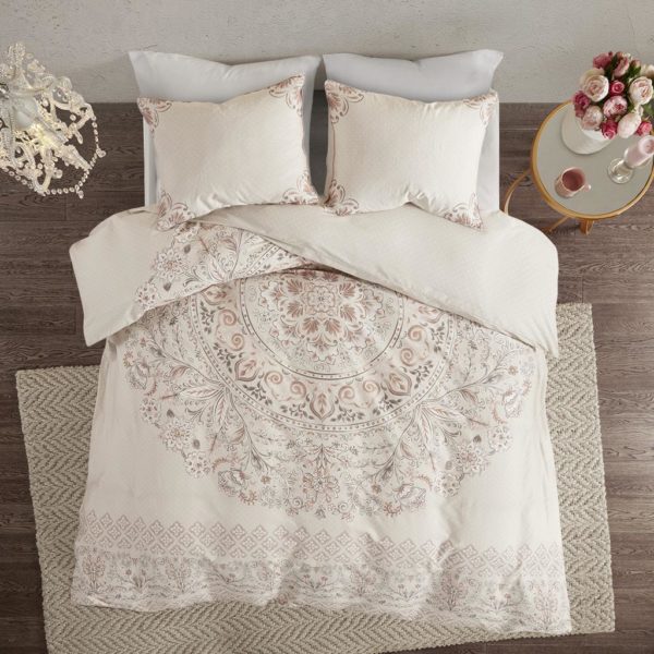 Elise 3 Piece Cotton Printed Reversible Duvet Cover Set