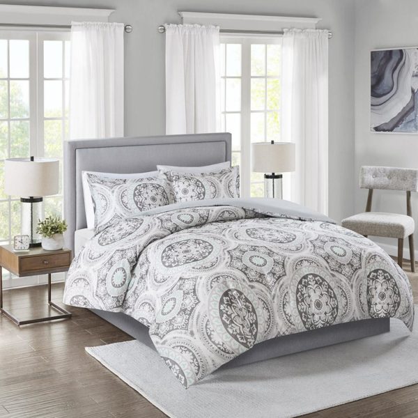 June 3-Piece Cotton Medallion Print Duvet Cover Set