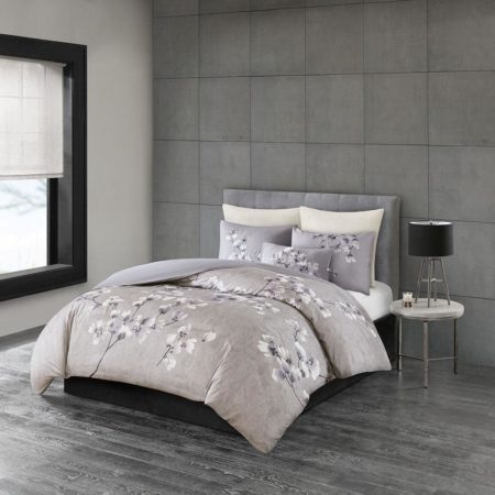 Sakura Blossom 3 Piece Cotton Sateen Printed Duvet Cover Set