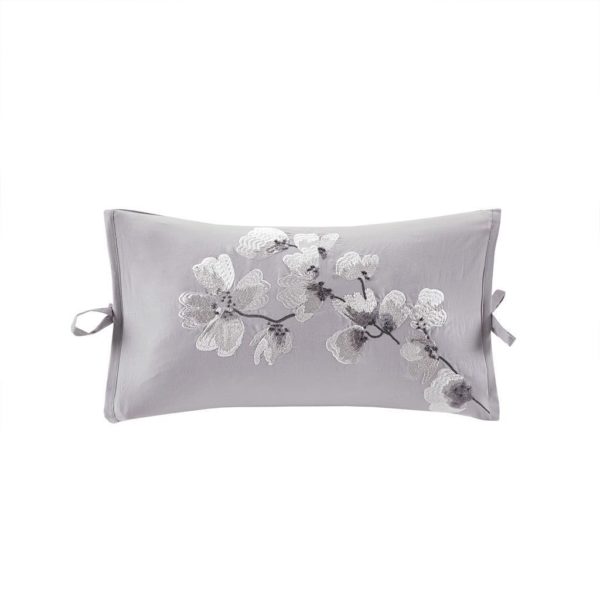 Sakura Blossom Embroidered Cotton Oblong Decorative Pillow