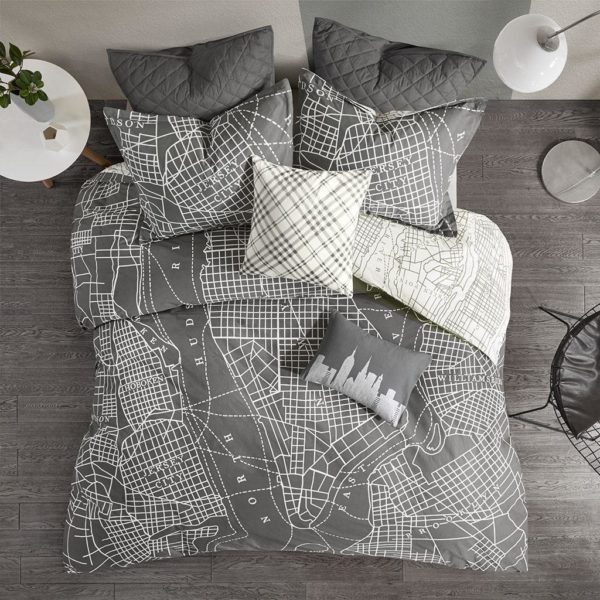 Manhattan Reversible 7-Piece Printed Cotton Duvet Cover Set