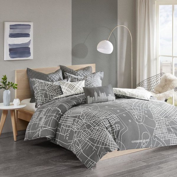 Manhattan Reversible 7-Piece Printed Cotton Duvet Cover Set - Image 3