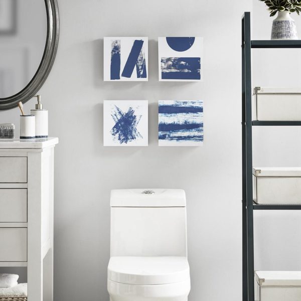 Stamp And Roll Blue 4 Piece Framed Art Wood Veneer Frame - Image 2