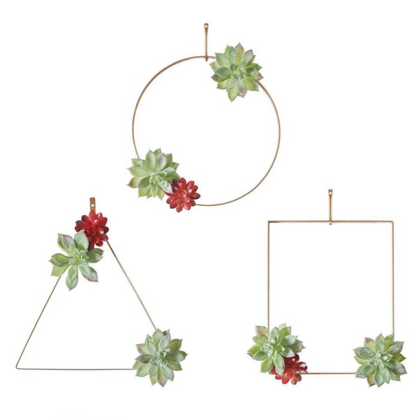 Succulent Trio Man-made on Metal Hangers - Set of 3 - Image 2