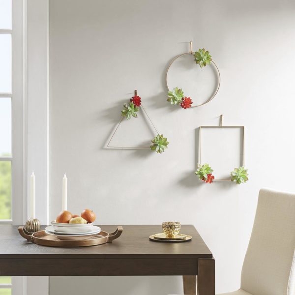 Succulent Trio Man-made on Metal Hangers - Set of 3