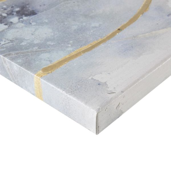 Blue Cosmo 3 Piece Canvas Set Hand Embellished Textured Glitter And Gold Foil - Image 5