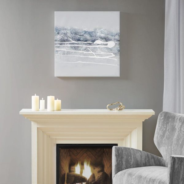 Blue Glacier Heavy Textured Canvas with Glitter and Silver foil Embelishment - Image 3