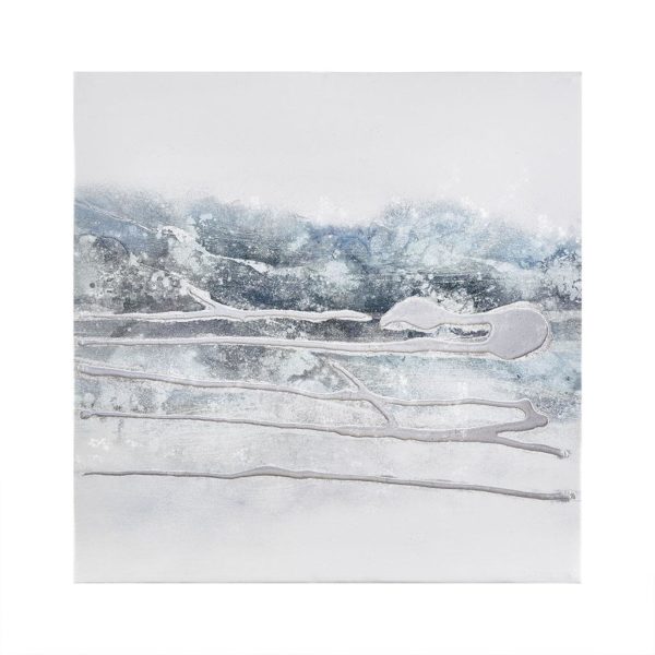 Blue Glacier Heavy Textured Canvas with Glitter and Silver foil Embelishment - Image 2