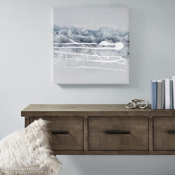 Blue Glacier Heavy Textured Canvas with Glitter and Silver foil Embelishment