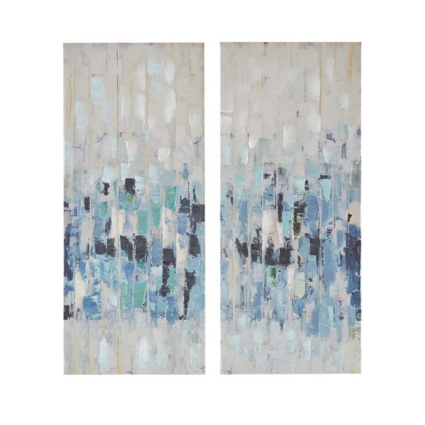 Blue Impression Hand Embellished 2 Piece Canvas Set - Image 2