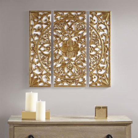 Gold Medallion 3 Piece Canvas Set Medallion 3D Design