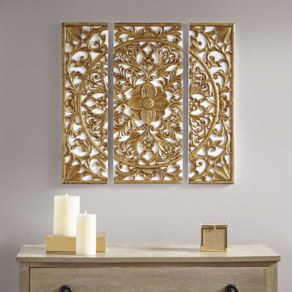 Gold Medallion 3 Piece Canvas Set Medallion 3D Design