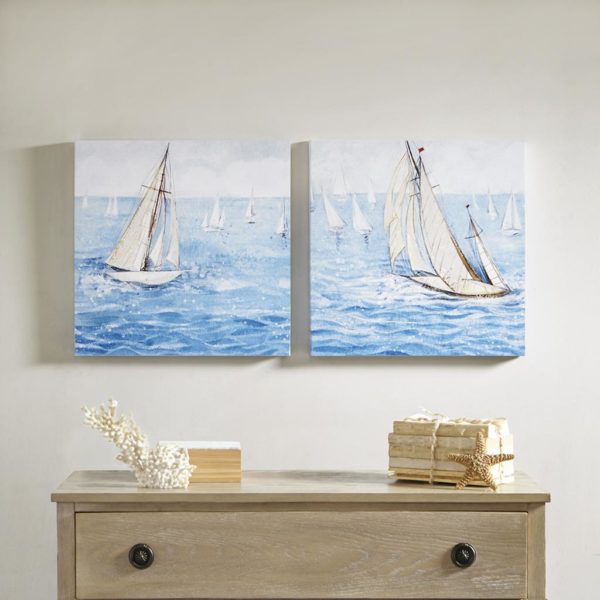 Sailing Regatta 2 Piece Canvas Art Set Gel Coating