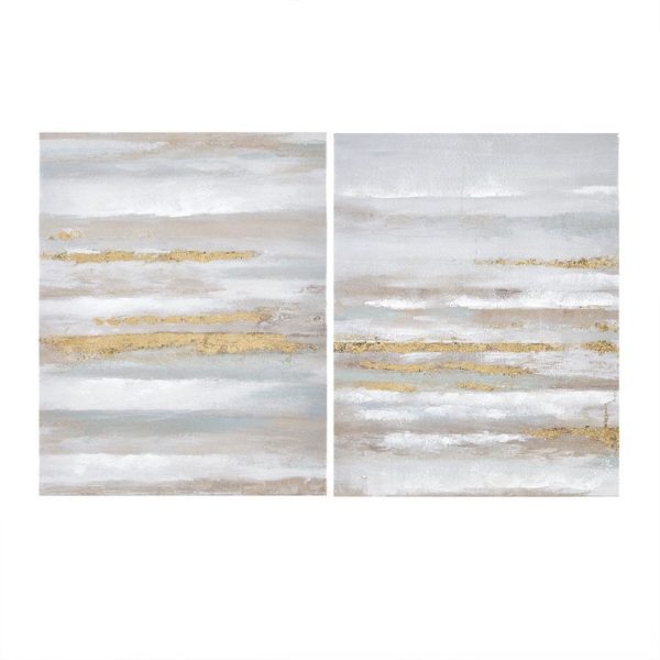 Seafoam Aurora 2 Piece Canvas Art in Heavy Textured Gold Foil - Image 2