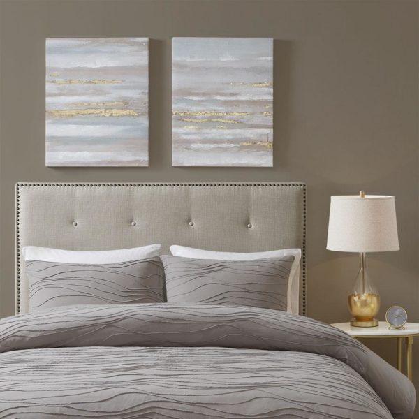 Seafoam Aurora 2 Piece Canvas Art in Heavy Textured Gold Foil - Image 3