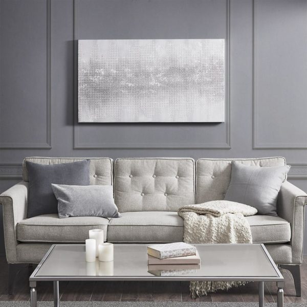 Silver Trellis Heavy Textured Canvas with Glitter Embellishment