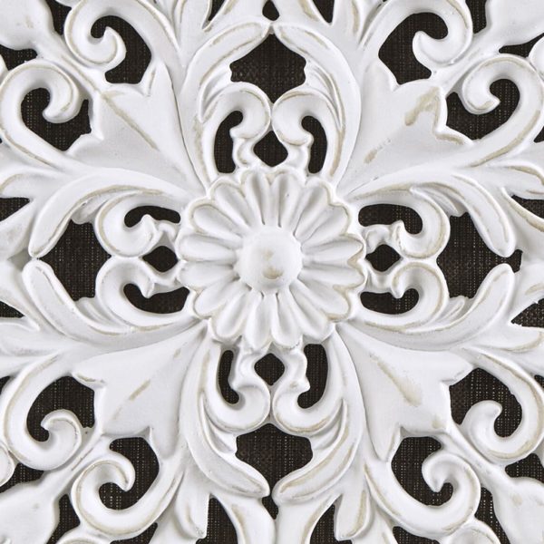 White Mandala Trinity 3D Embellished Linen Canvas 3 Piece Wall Art - Image 4