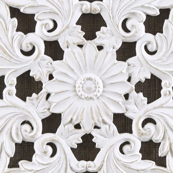 White Mandala Trinity 3D Embellished Linen Canvas 3 Piece Wall Art - Image 3
